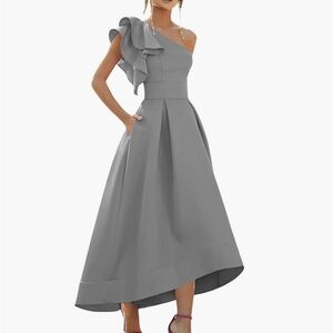 New in package! Elegant Gray One-Shoulder Dress